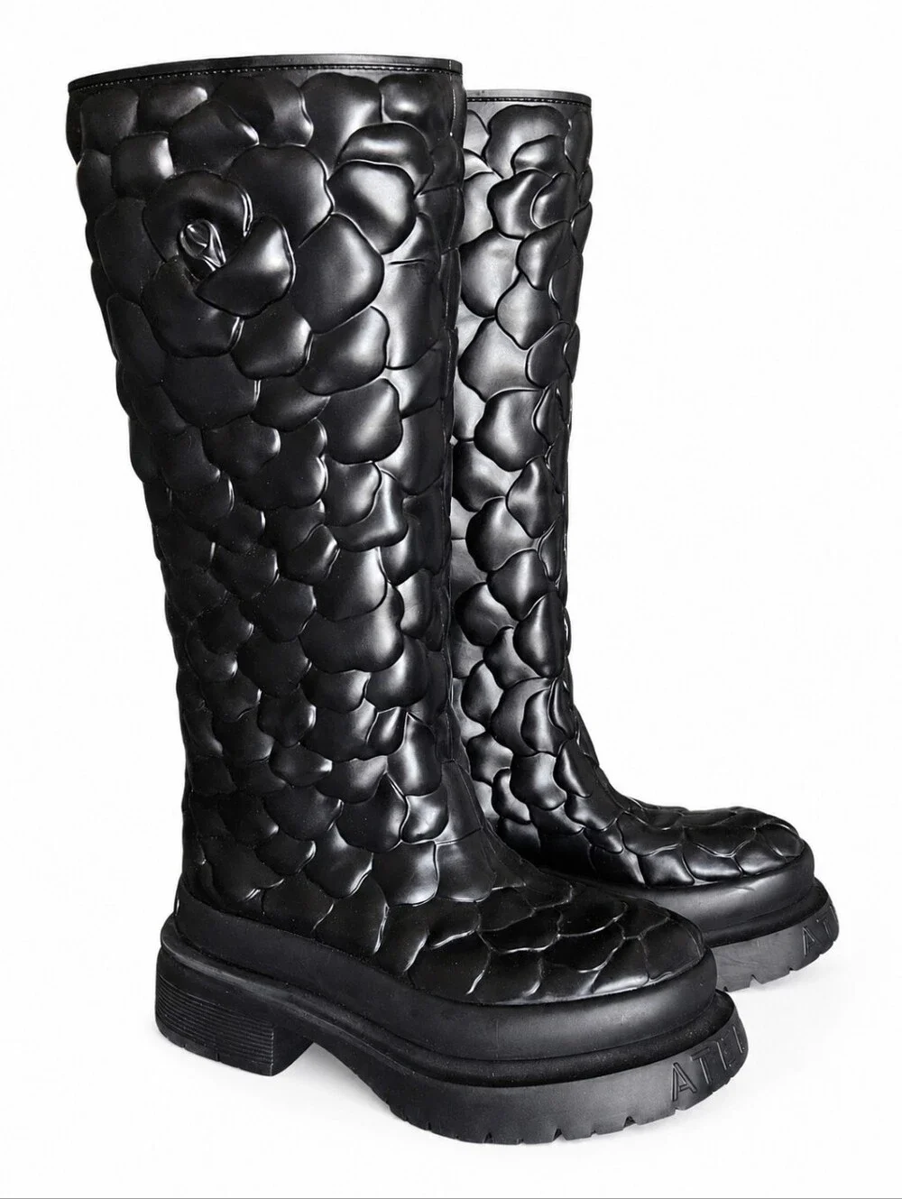 VALENTINO GARAVANI | Atelier 03 Rose Platform Rain Boots 36 Black With Box NWT